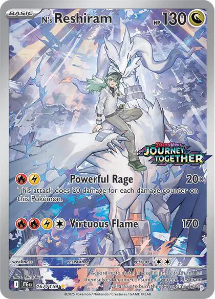 Auction card for N's Reshiram (Journey Together Stamped)