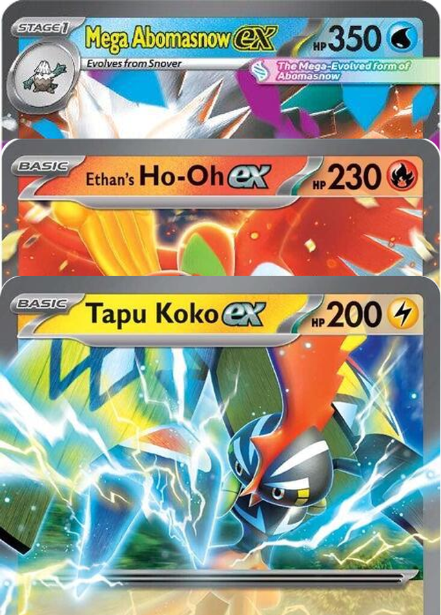 Auction card for Bundle - Mega Abomasnow ex - Ethan's Ho-Oh ex - Tapu Koko ex