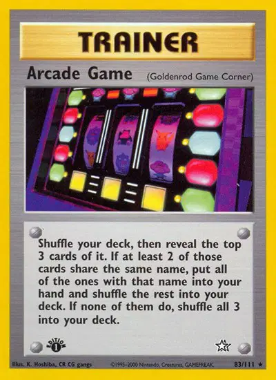 Auction card for Arcade Game