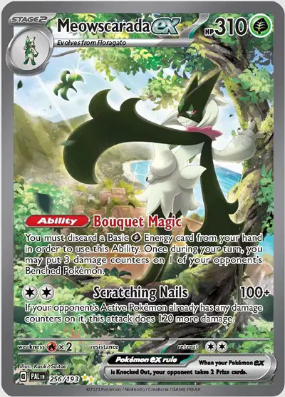 Auction card for Meowscarada ex