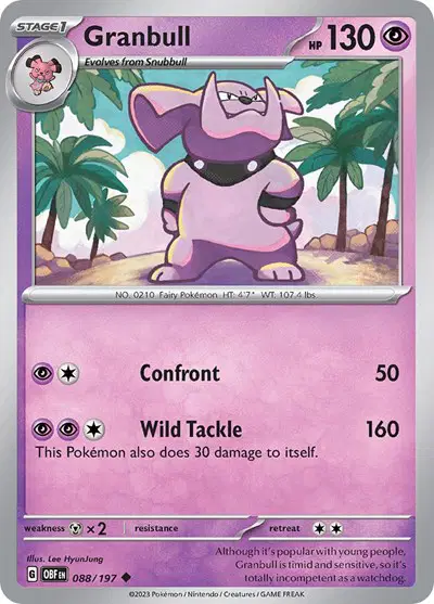 Auction card for Granbull