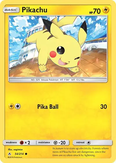 Auction card for Pikachu