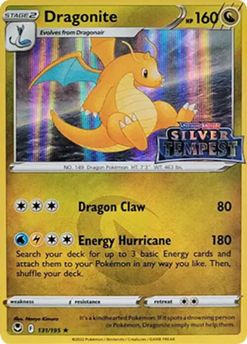 Auction card for Dragonite (Silver Tempest Stamped)