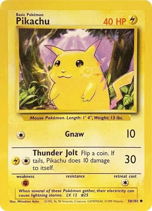 Auction card for Pikachu