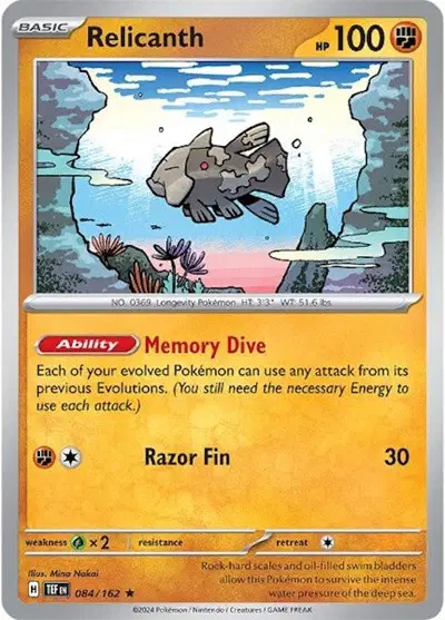 Auction card for Relicanth