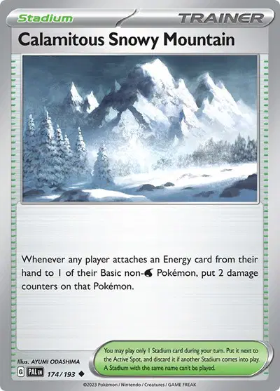 Auction card for Calamitous Snowy Mountain