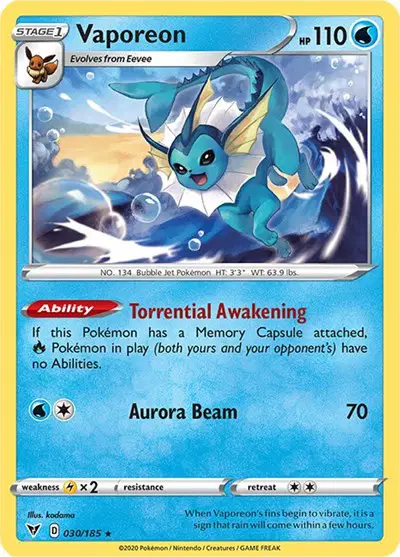 Auction card for Vaporeon