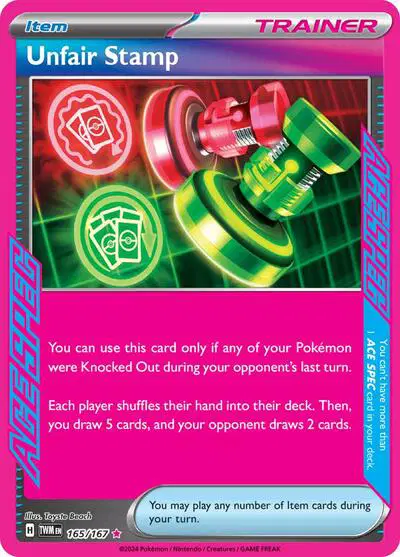 Auction card for Unfair Stamp