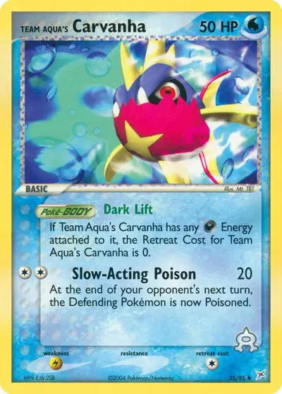 Auction card for Team Aqua's Carvanha (25)