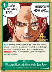 Withdraw Now and Allow Me to Save Face
