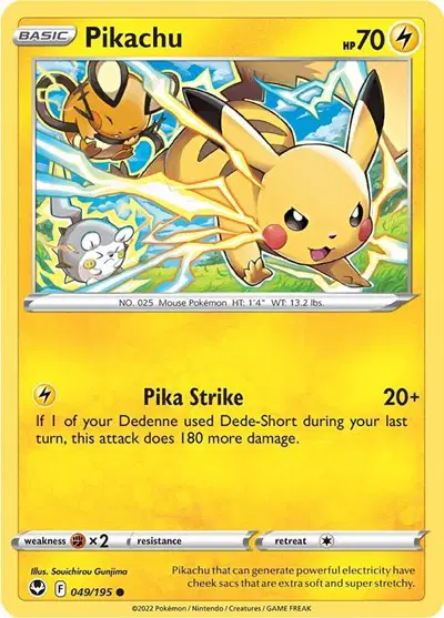 Auction card for Pikachu