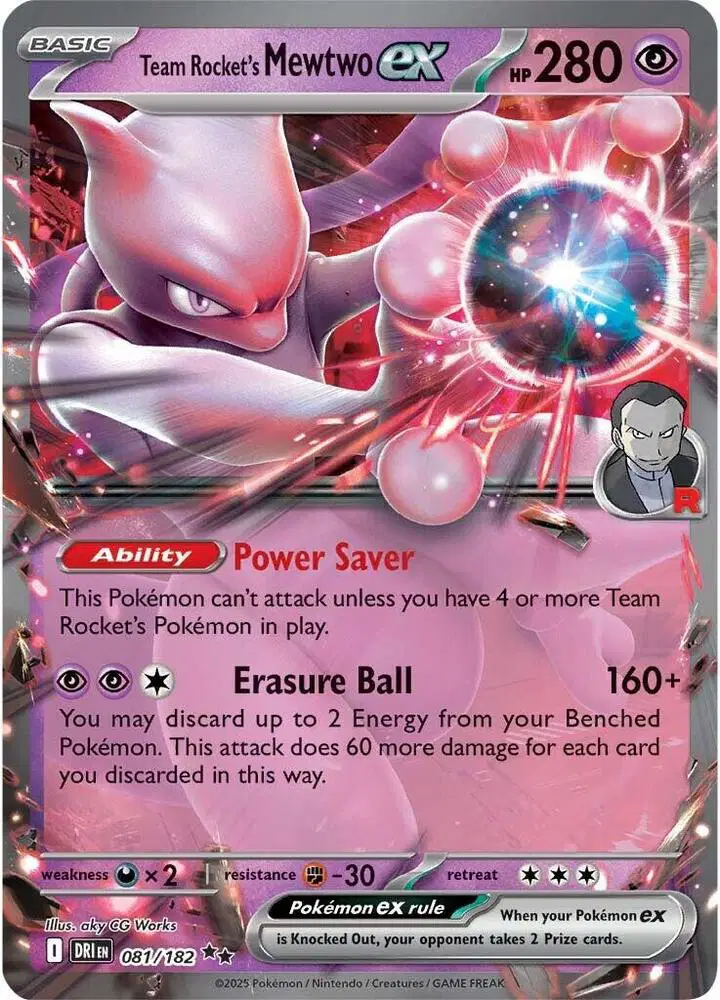 Auction card for Team Rocket's Mewtwo ex